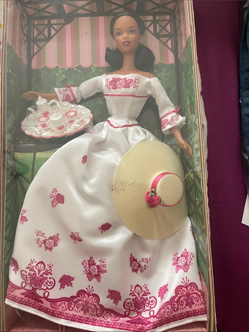 Mattel Barbie Victorian Tea Box with Pink, Cream, Green and Black Artwork